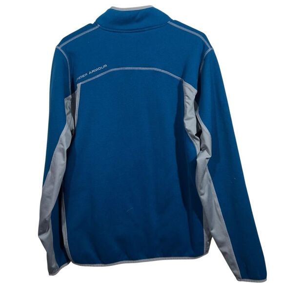 Under Armour Cold Gear Blue Fleece Quarter Zip Sweater - Picture 2 of 5